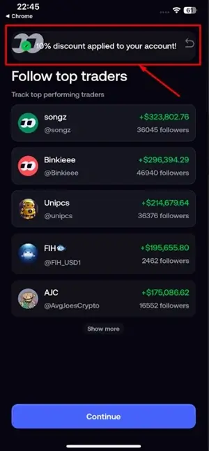 FOMO App 10% fee off