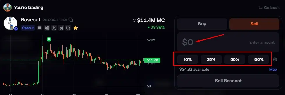 FOMO App sell crypto