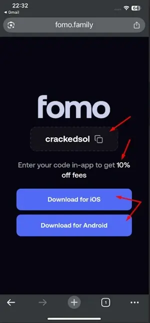 FOMO app referral code