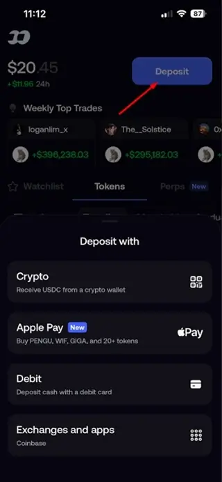 Deposit on the fomo app as a beginner
