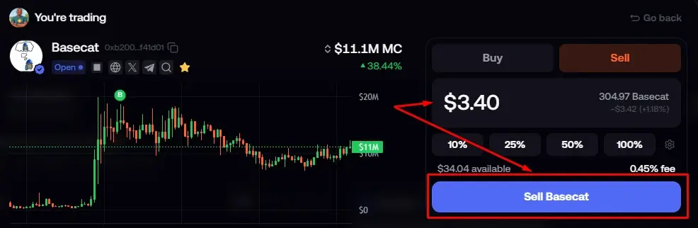 how to close a position on FOMO