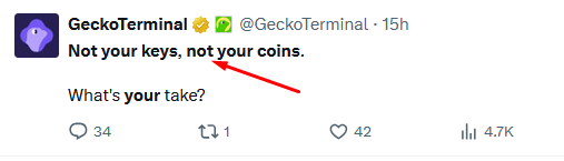 meme coin slang NOT YOUR KEYS NOT YOUR COINS