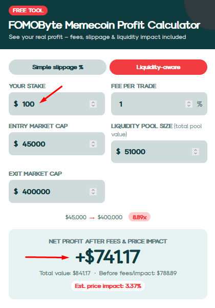 memecoin trading calculator