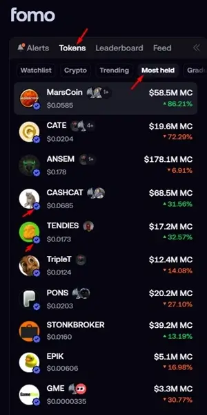 the FOMO App tokens