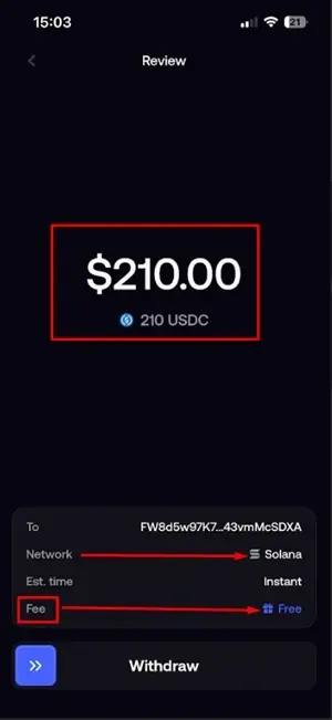 withdraw from the FOMO App