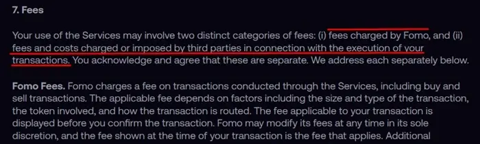 Fomo crypto App trading fees