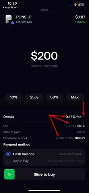 fomo app token slippage