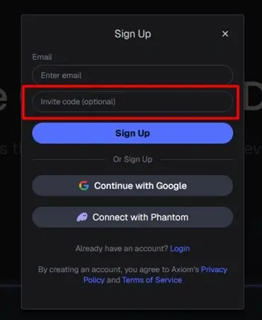 how to get Axiom referral code
