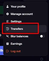 transaction history on FOMO APP